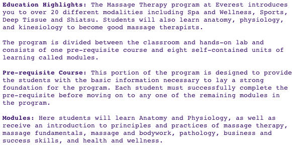 West Virginia Massage School Highlights