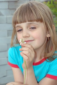 Little Girl Smiling With Flower