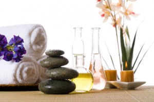 Stones, Towels, and Spa Oils